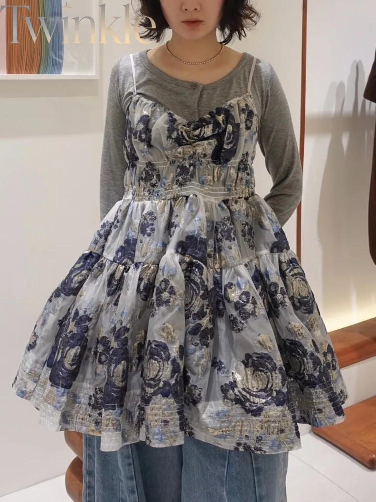 Japanese Elegant Embossed Floral Camisole Top Women Layering Pinafore Dress Versatile Cami Vest Sleeveless Tank Summer Daily