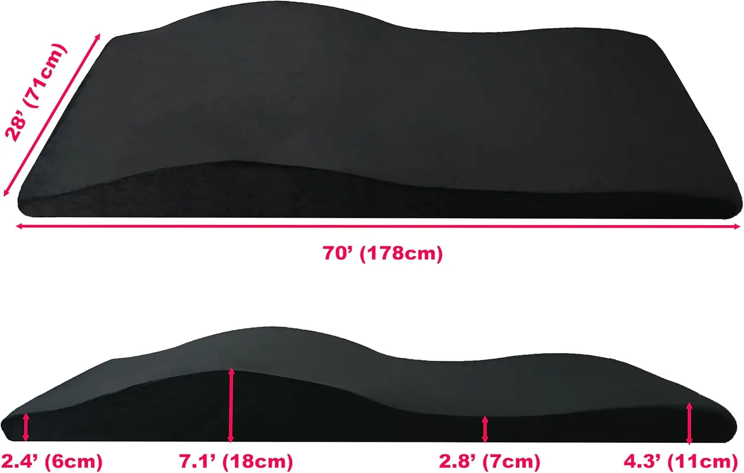 Bed Topper, High Density Foam, Soft Plush, Design, for Beauty Salon - 28 inch (71 cm) - Black