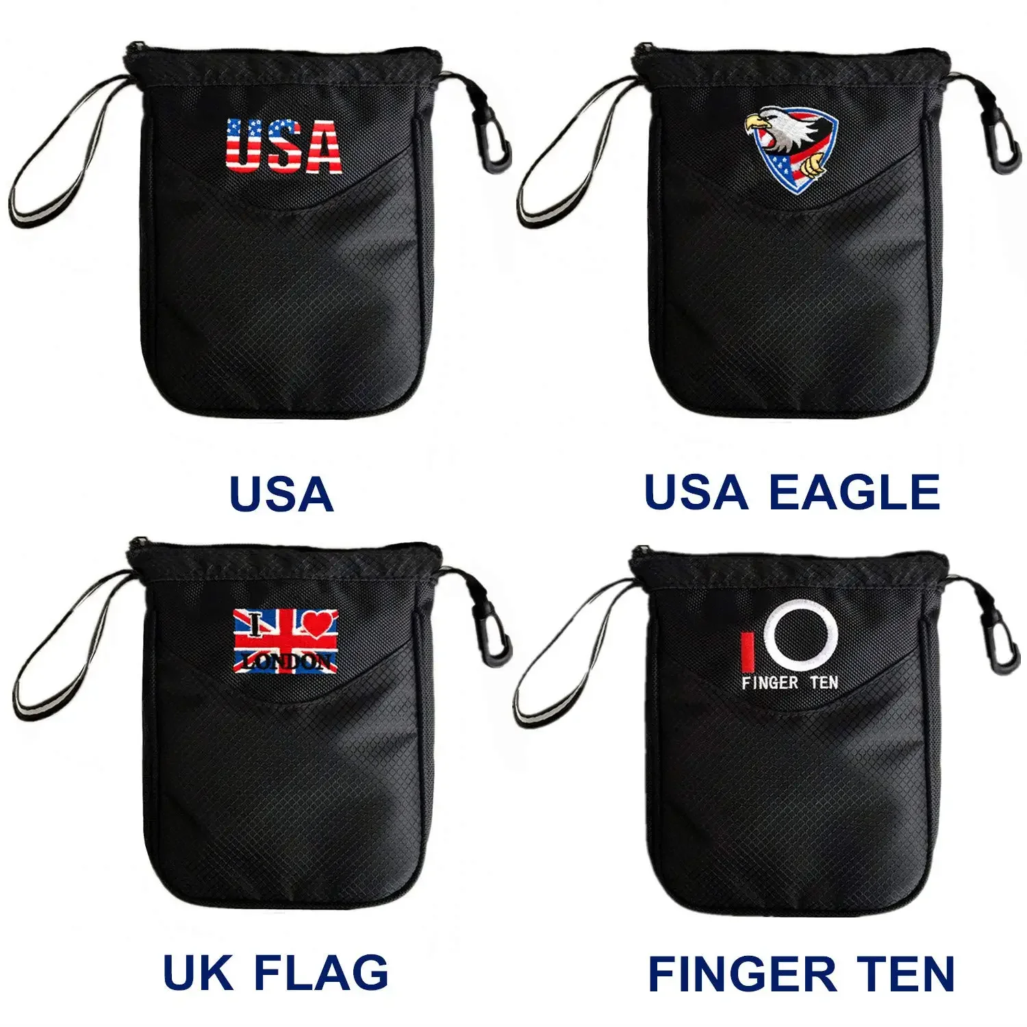 New Durable Large Golf Pouch Bag for Men Women Zipper Storage Bags Hold 20 PU Balls USA UK EAGLE Black Style Drop Shipping