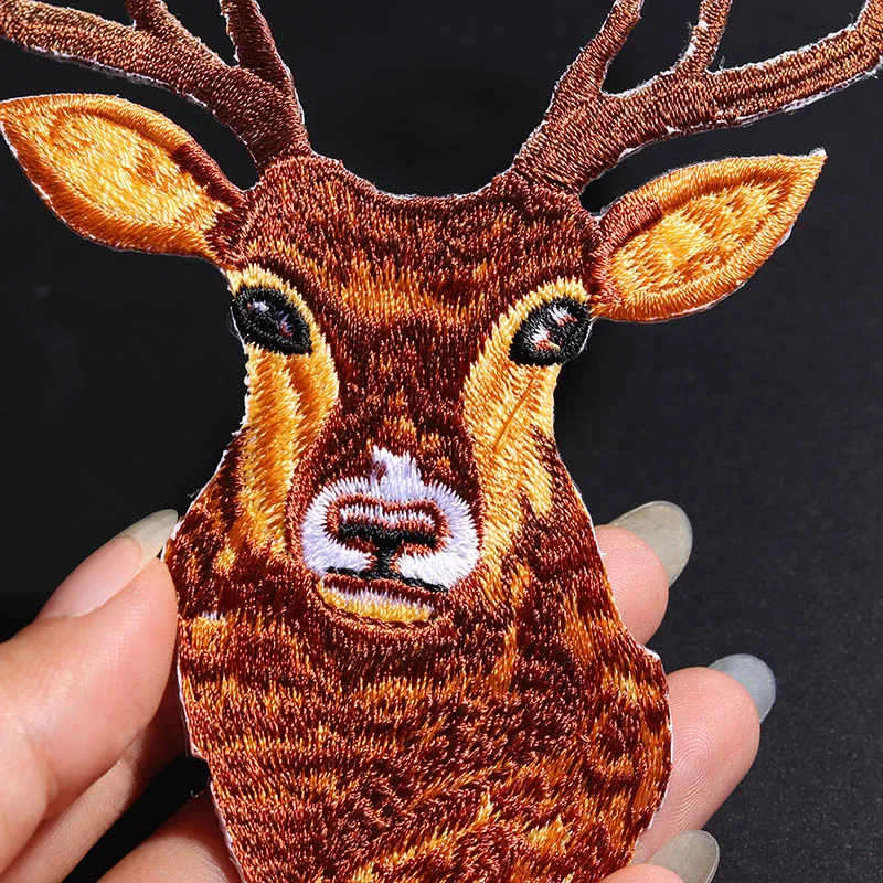 Embroidery Badges for Clothes Decoration, Forest Animal, Elk, Applique, Iron on Cute, Applique, Cute, Wholesale, Size 16.5*12cm