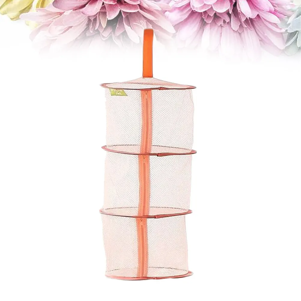 Creative Windproof 3 Layer Hanging Basket Orange Underwear Bra Drying Rack Foldable Dryer Net Mesh Closet Organizer Lightweight