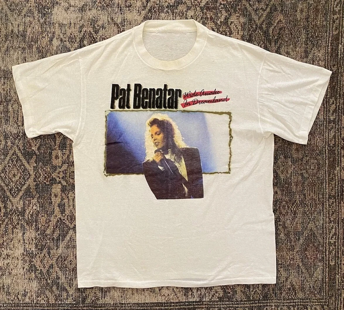 

80s Pat Benatar Paper Thin Band T Shirt XL Runs L Single Stitch 1988 Concert American Tshirt Men Hip-hop Short-sleeved Women Top