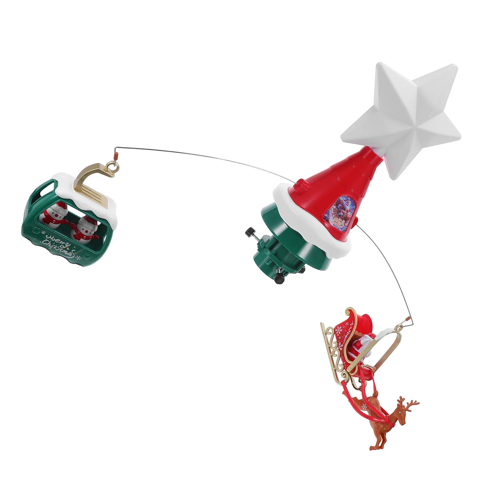 

Rotating Christmas Tree Star Topper Musical Lighted Xmas Star with Santa Sleigh Reindeer Holiday Tree Top Embellishment