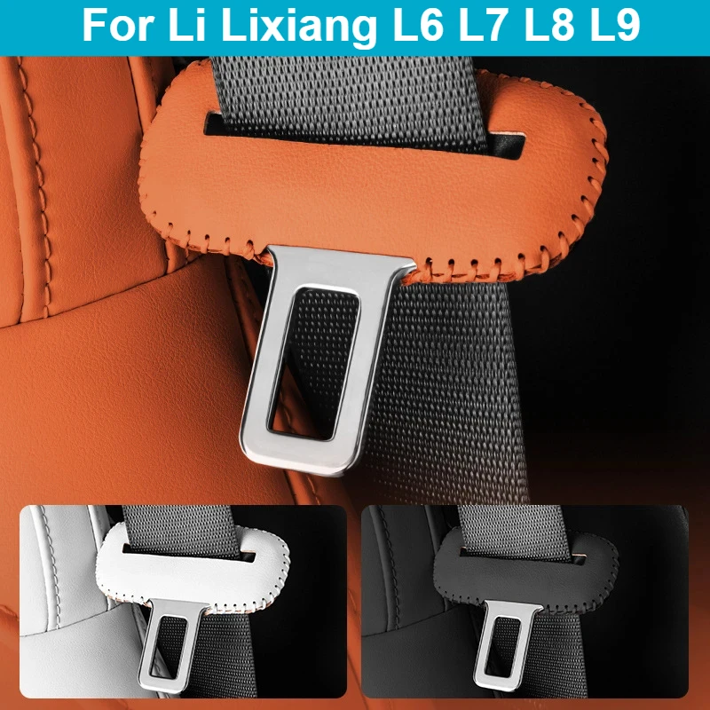 

For Li Lixiang L6 L7 L8 L9 MEGA One Car Styling Seat Belt Insert Seat Buckle Seat Belt Protective Leather Cover Auto Accessories