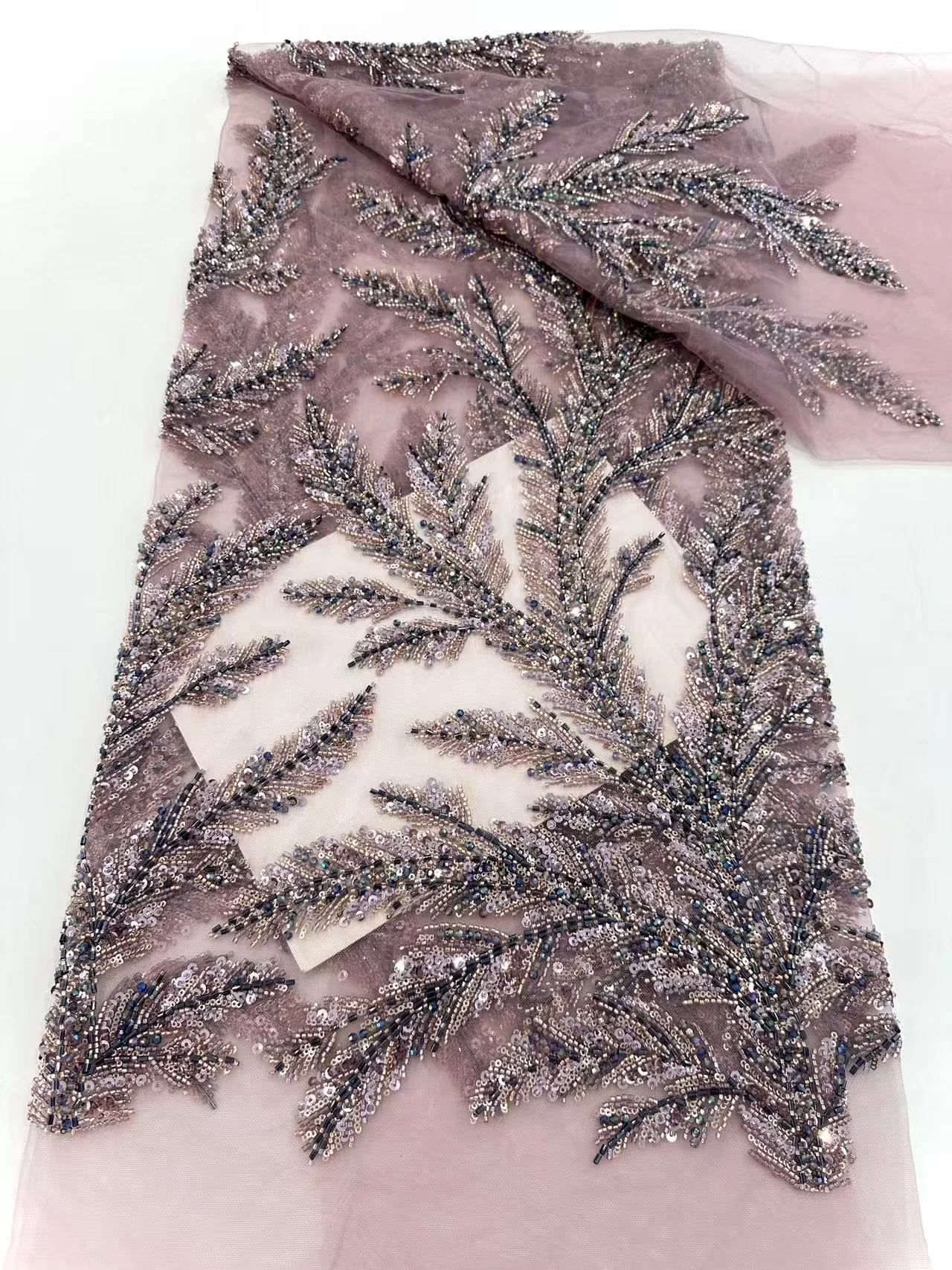 High-quality French luxury beaded lace, African beaded handcrafted art lace fabric, Nigerian sequin sewing fabric