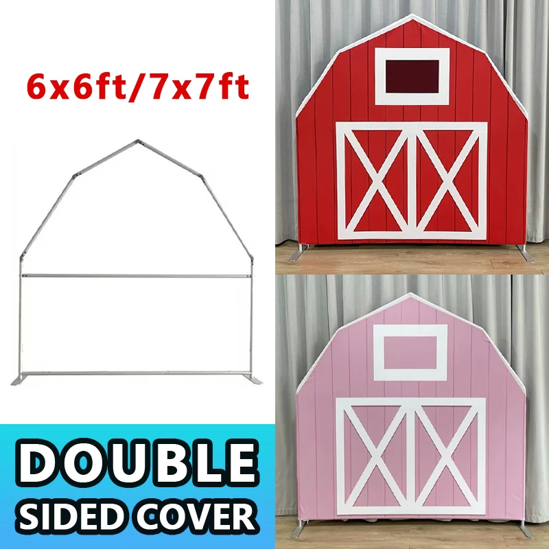 

Barn Arch Party Stand, Double Sided Printed House Backdrop, Customizable Cover for Farm Party, Baby Shower, Birthday Decorations