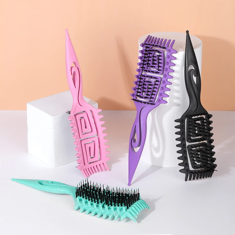 وفك تشابك تحديد فرشاة شعر مجوفة مبللة مجعد الشعر مشط تشكيل تجعيد الشعر الحلاق تصفيف الشعر أداة للشعر المتشابك