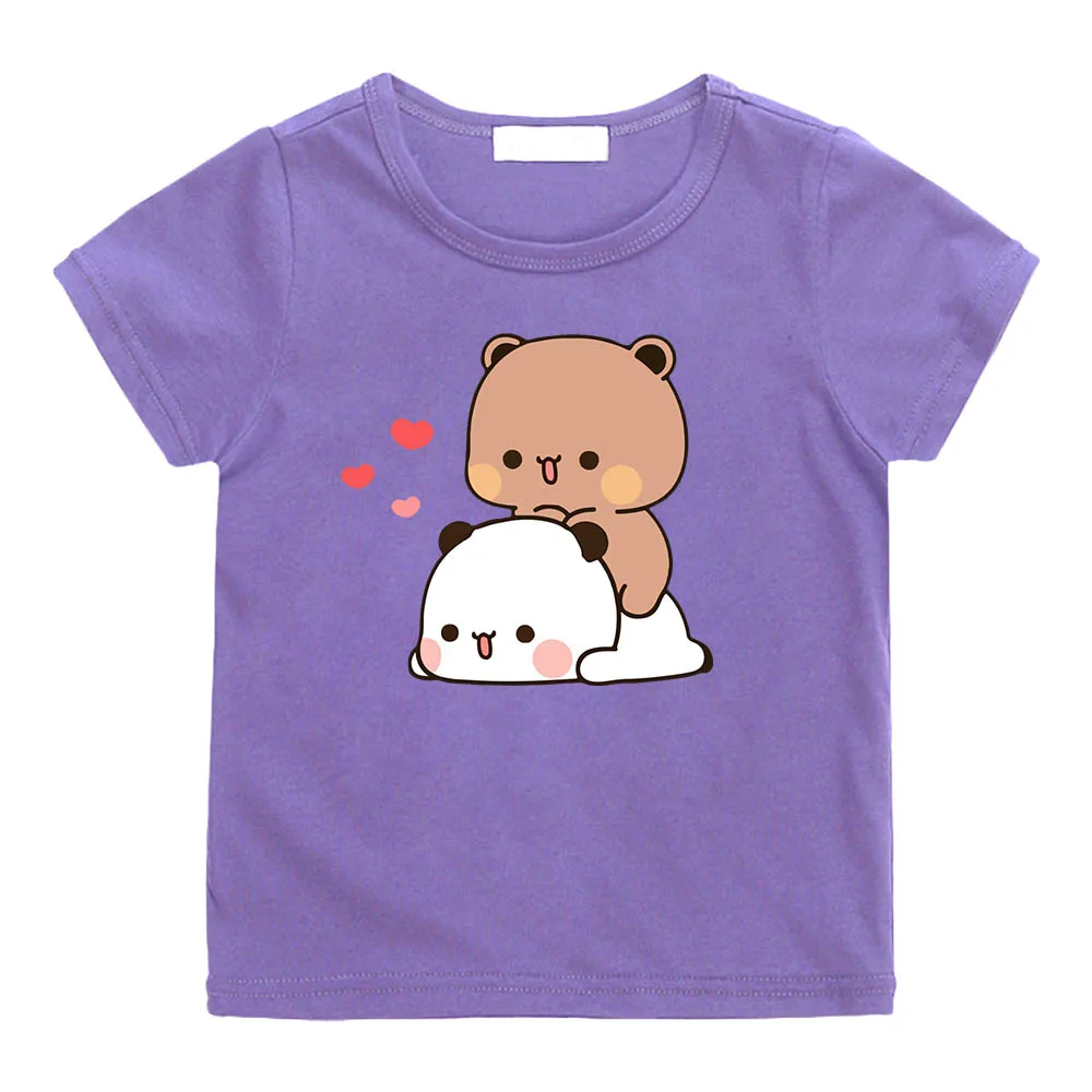 Panda Bear Bubu and Dudu High Street Anime T-shirts Cute Graphic Manga Tshirt Funko Pop 100% Cotton Cartoon Boys/girls Tee-shirt