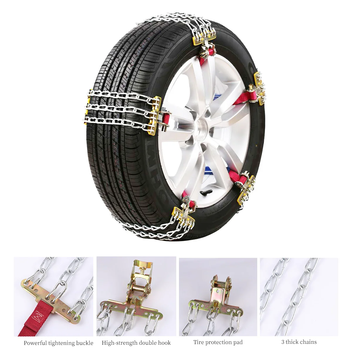 

Tire Anti-skid Steel Chain Snow Mud Car Security Clip-on Chain (235-265) 3 Chains Balance Design Ice Chain