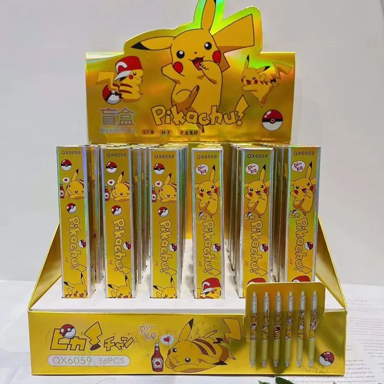 6 stücke Pokemon Pikachu Gel Stifte Blind Box 0,5mm Schwarz Unterschrift Penkawaii Schreibwaren Anime Schule Liefert Kreative Geschenke