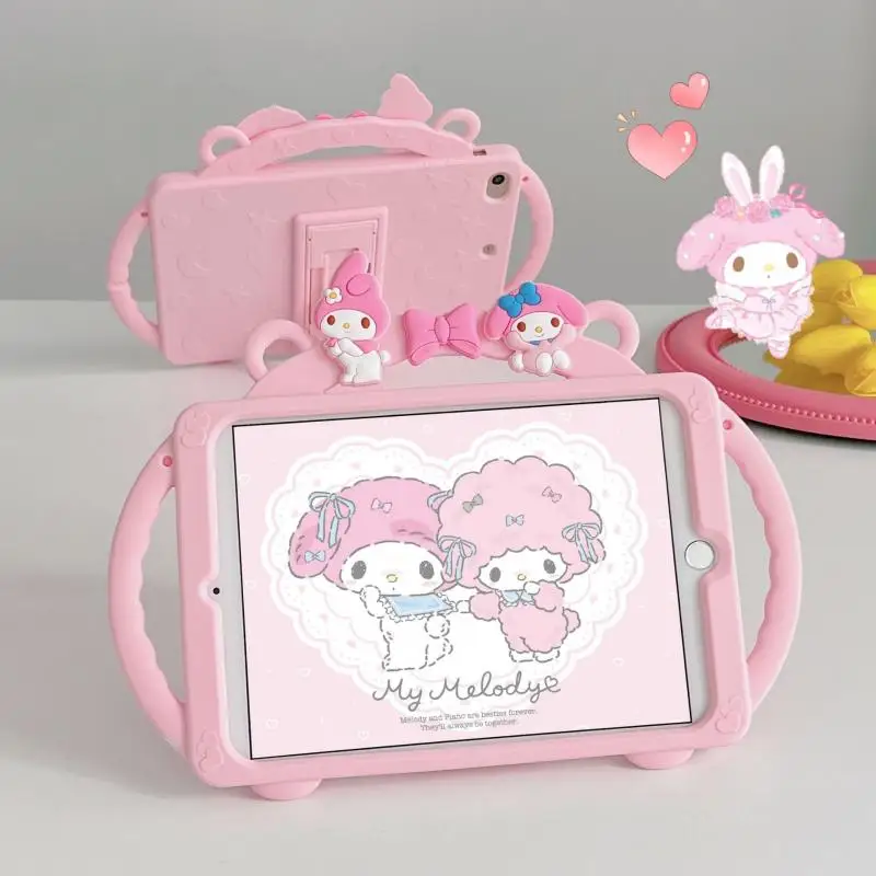 Kawaii Mymelody Ipad Case Anime Cartoon Samsung Ipad Air Protection Sleeve Sanrio Melody Ipad Silicone Protective Case Kids Gift