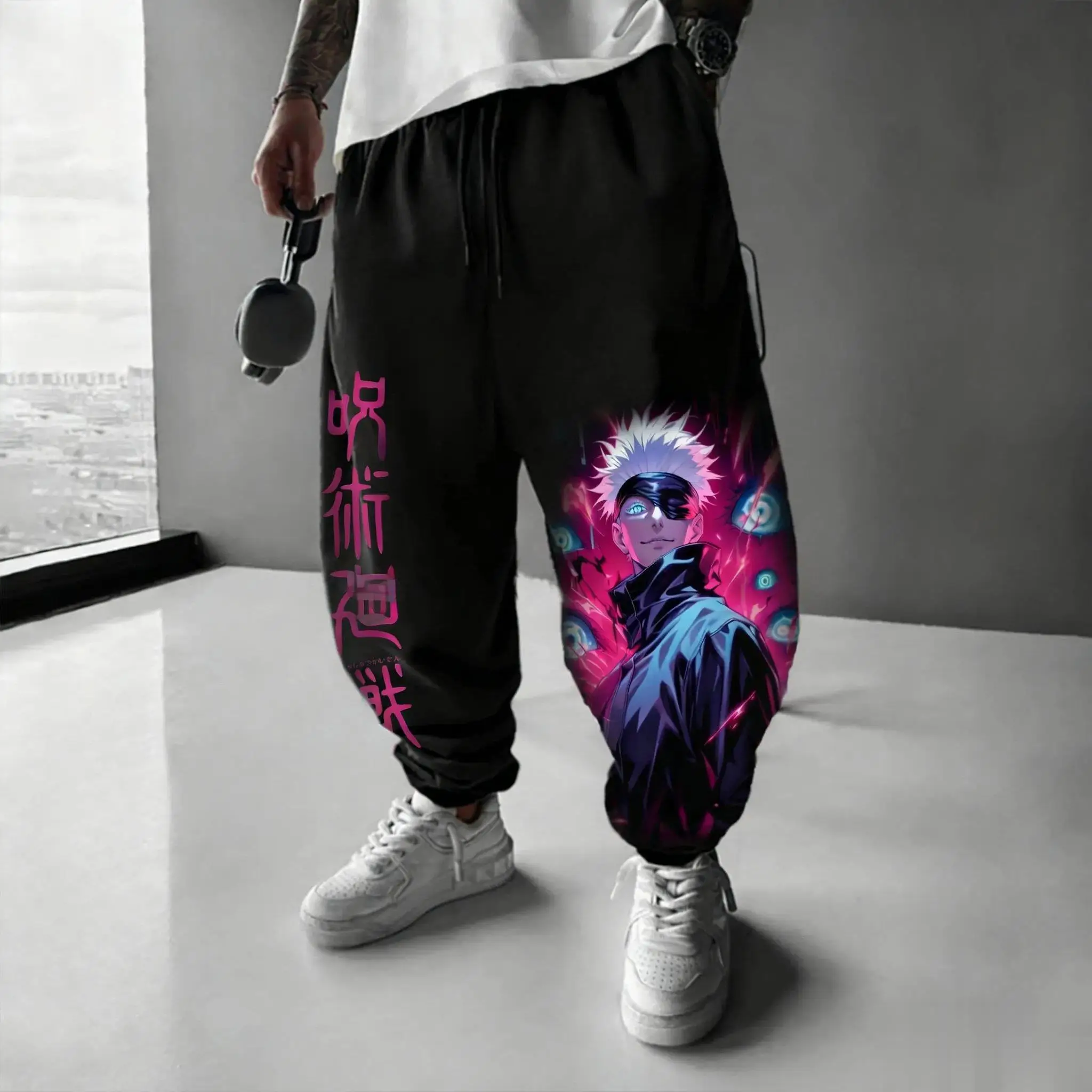 

Anime Demon Slayer Print Men's Sports Pants Casual Sweatpants Japanese Streetwear Graphic Loose Fit Hip Hop Trousers Y2k Clothes