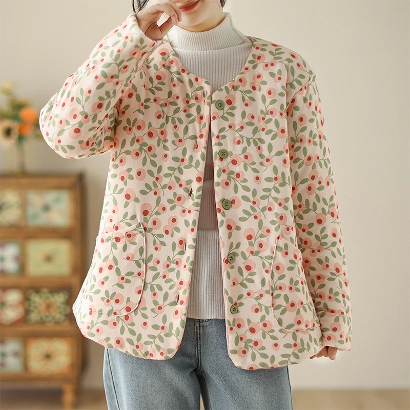 New Arrival  Autumn Winter Women's Print Fashion Thin Coats  Casual Loose Elegant Ladies Coat  Jacket Outwear