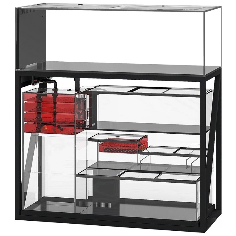 Three-layer fish tank, ultra-white glass stainless steel skeleton
