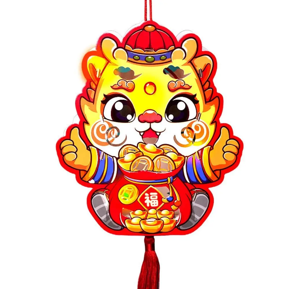 Handmade Dragon Year Lantern DIY Handheld Luminous New Year Paper Lantern DIY Glowing Spring Festival Luminous Lanterns