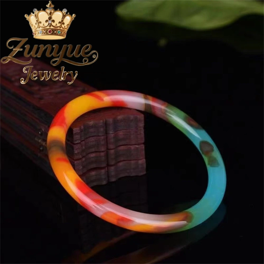 

Seven-Color Jade Bracelet, Chicken Blood Red Jade Bracelet, Women's Round Bar Bracelet Fashion Jewelry Best Selling Handicraft
