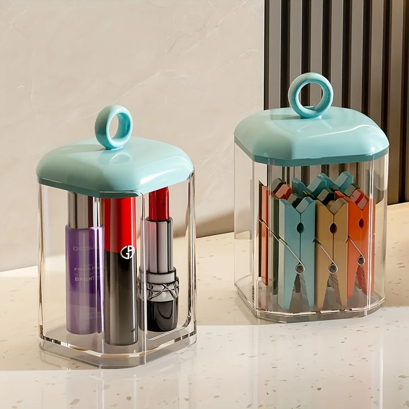 1pc Clear Storage Box, PS Swab Storage Box For Home,Room,Home,Bedroom,Bathroom,House,Pink Room,Living Room Decor,Travel Stuff,Gi