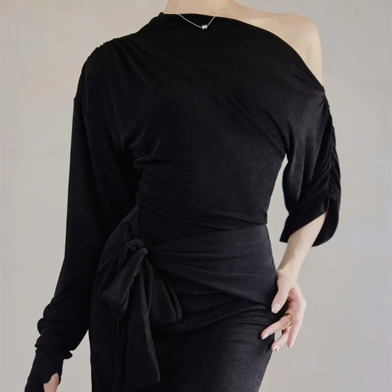 UK-Latein-Tanzkostüm für Damen, fließendes, entspanntes Kleid für lateinamerikanische Studenten: lässige Lounge-Kleidung mit weich drapierten Gesellschaftstanzkostümen