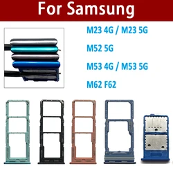 SIM Card Holder Tray Chip Slot drawer Holder Adapter Socket Replacement For Samsung M23 4G 5G M52 5G M53 4G 5G M62 Dual Card