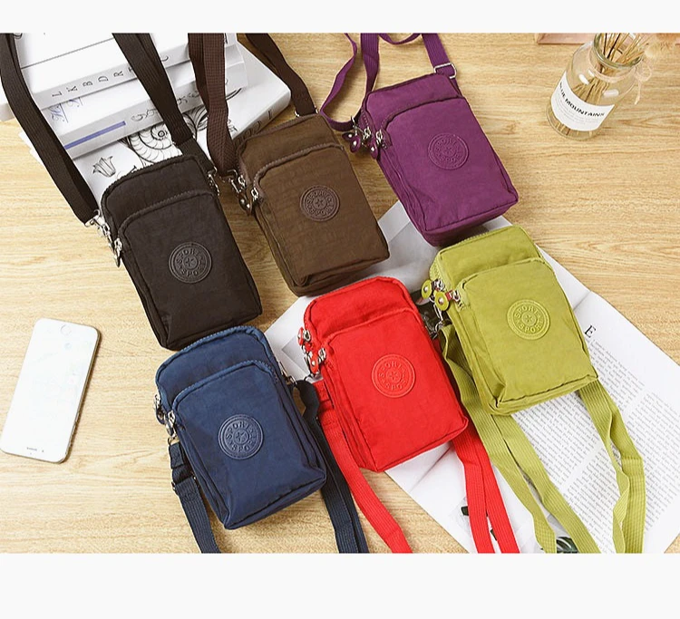 Crossbody bag cell phone bag pocket change organizer zipper wrist nylon neck running