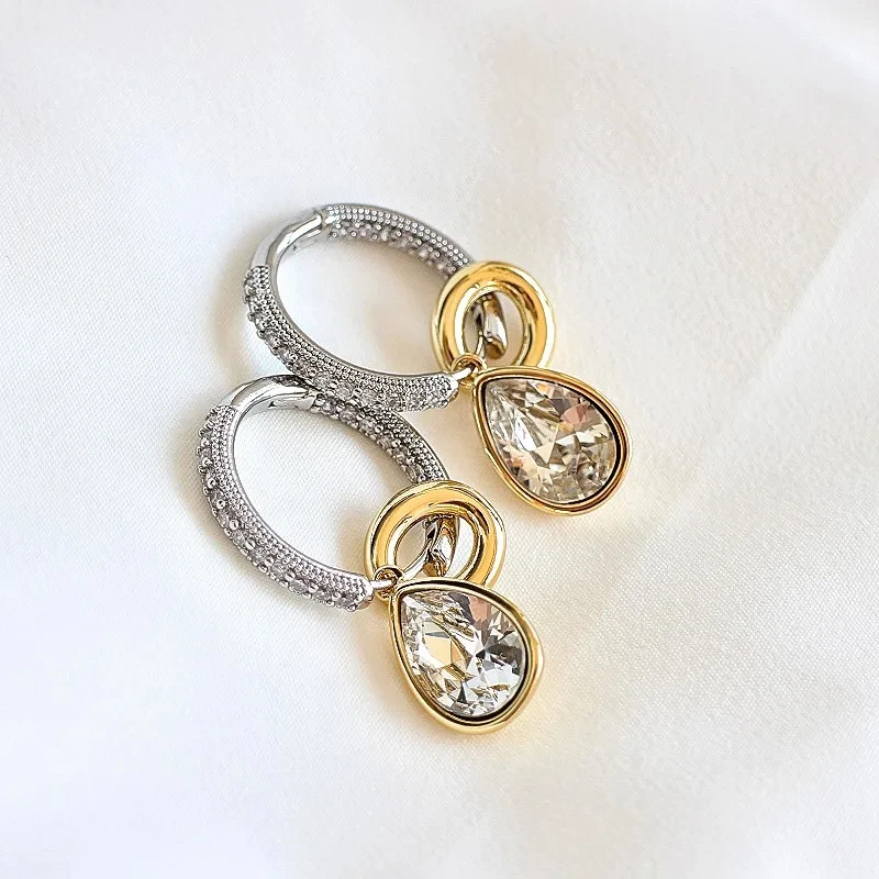 New Fashion Europe Gold Silver Diamond Crystal Knotted Earrings Woman Charm Exquisite Gift Jewelry Trend - Image 5