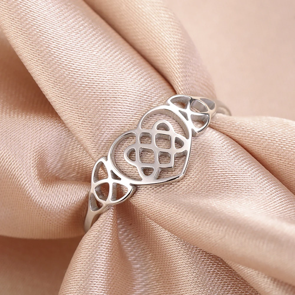 Dawapara Trinity Celtics Knotenring, irisches Liebesherz, Freundschaftsversprechen, Verlobungsring, Ehering aus Edelstahl – Detail 24