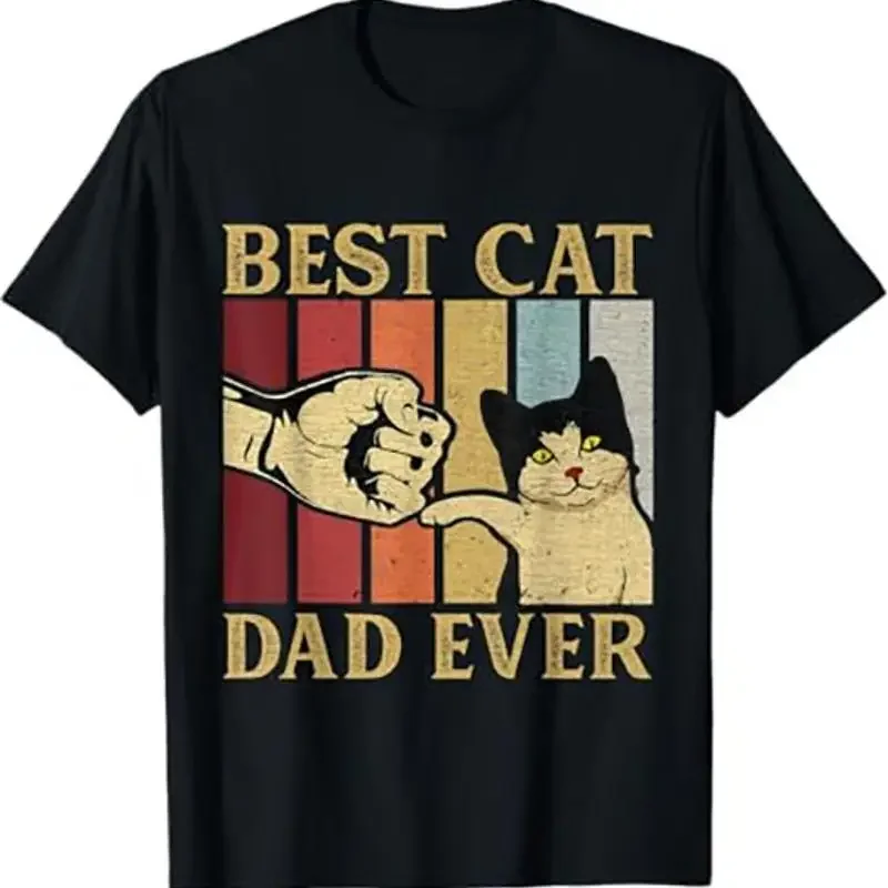 Best Cat Dad Ever T Shirt Funny Cat Lover Gift Black S TO 5XL