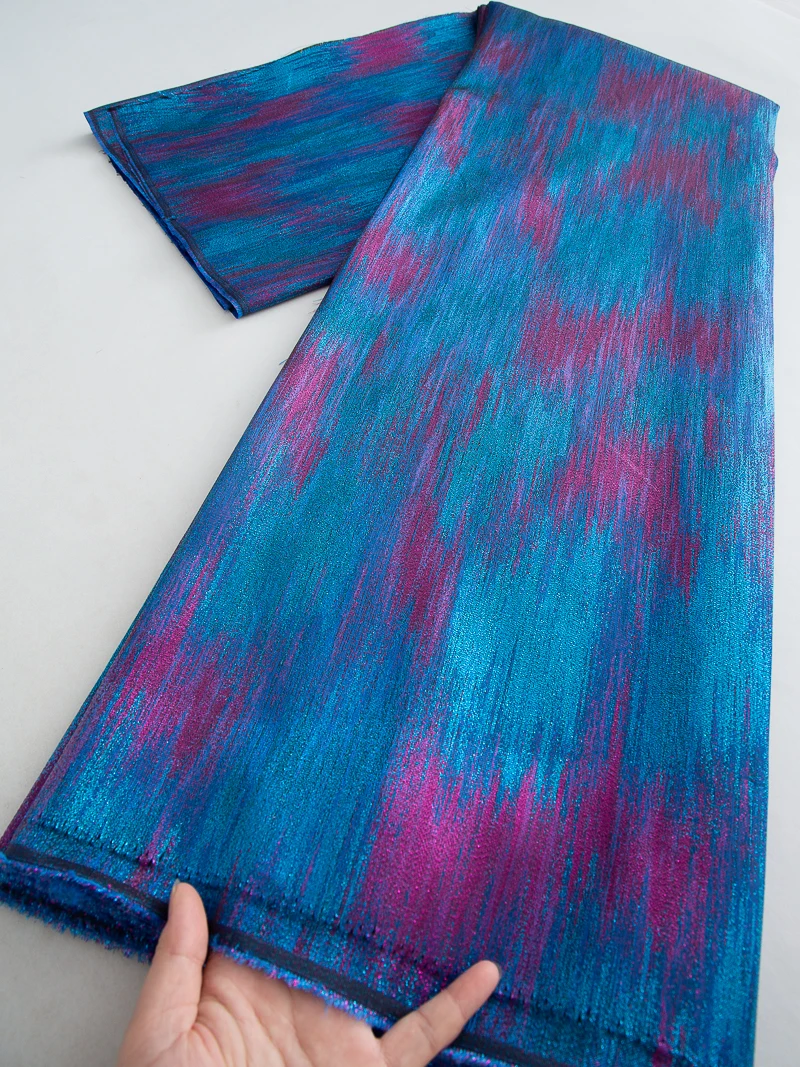 럭셔리 금박 오간자 레이스 원단 2025 고품질 2.5야드 아프리카 면 레이스 원단 여성 파티 웨딩 드레스용4529