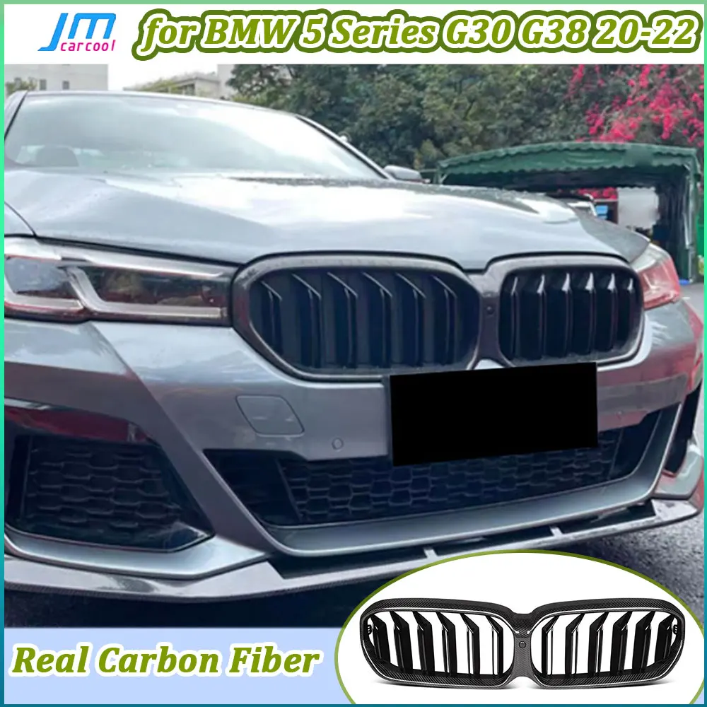 

Carbon Fiber Front Bumper Grille for BMW 5 Series G30 G38 F90 M5 2020-2022 Trim Strips Front Kidney Grille Hood Grills ABS Kits