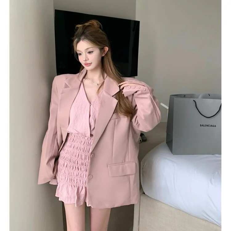 Classic Korean Style Loose Fit Women's PU Leather Jacket Elegant Vintage Early Autumn Fashion Trend City Walk Long Sleeve
