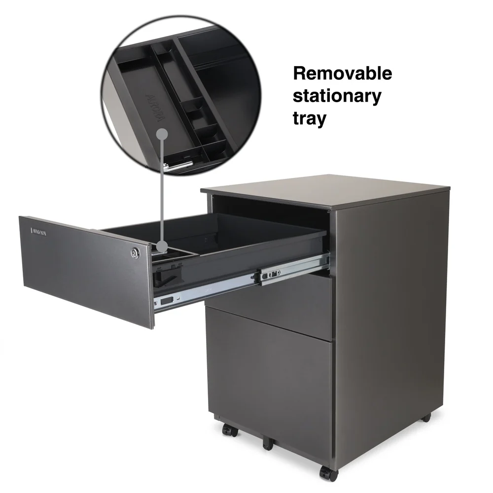 Modern Mobile File Cabinet 3-Drawer Locking Metal Organizer with Easy-Roll Casters Pencil Storage Letter Size File Frame