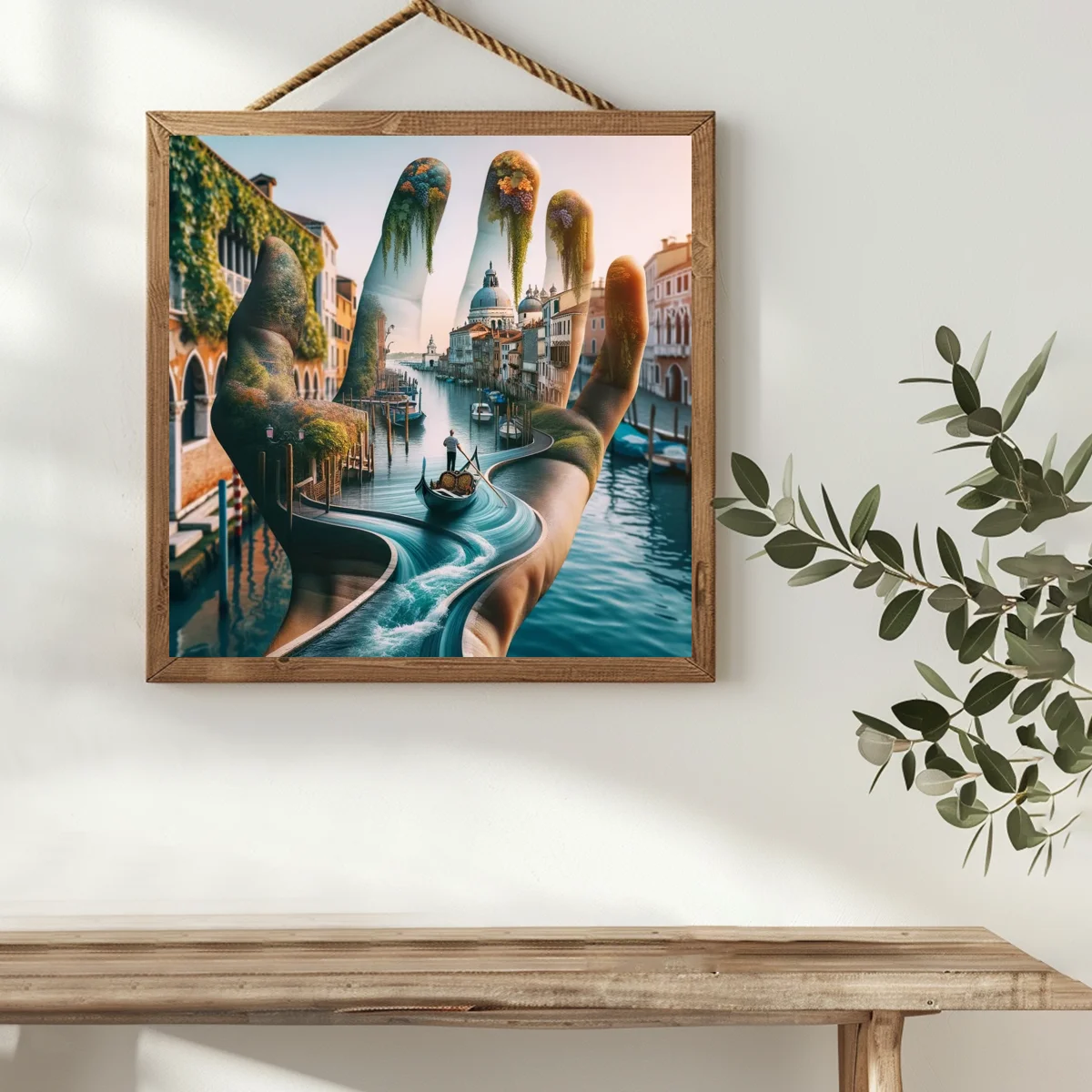 1pc 40X40CM/15.74inch Double Exposure of the Palm and the Scenery Cross Stitch Kit DIY Kit 11CT/14CT for Gift New Arrival view 3