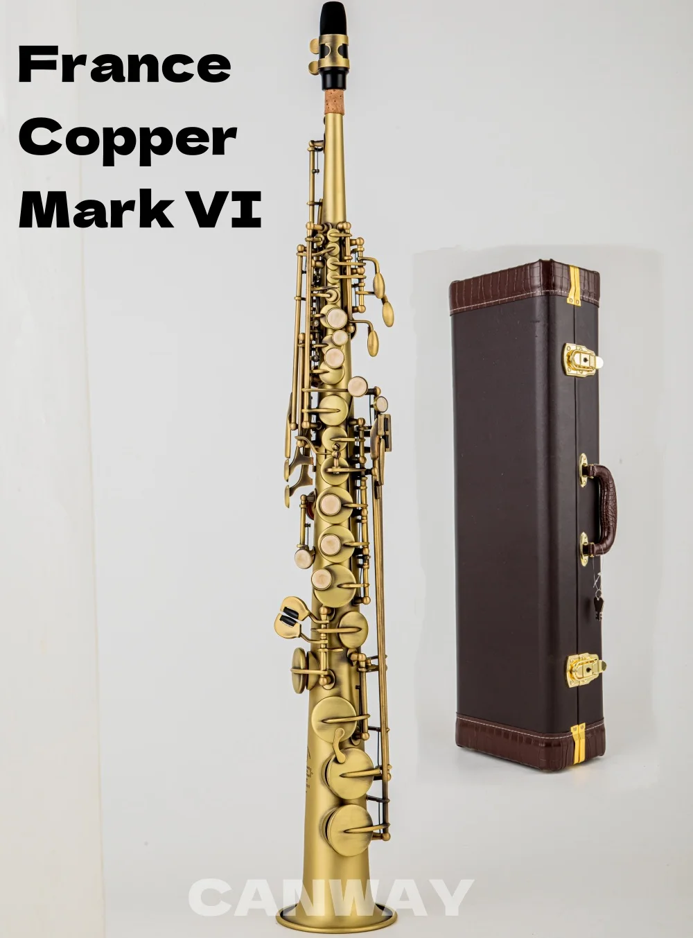 France Copper Mark VI Brass Straight Soprano Sax Saxophone Bb B Flat Woodwind Instrument Natural Shell Key Carve Pattern