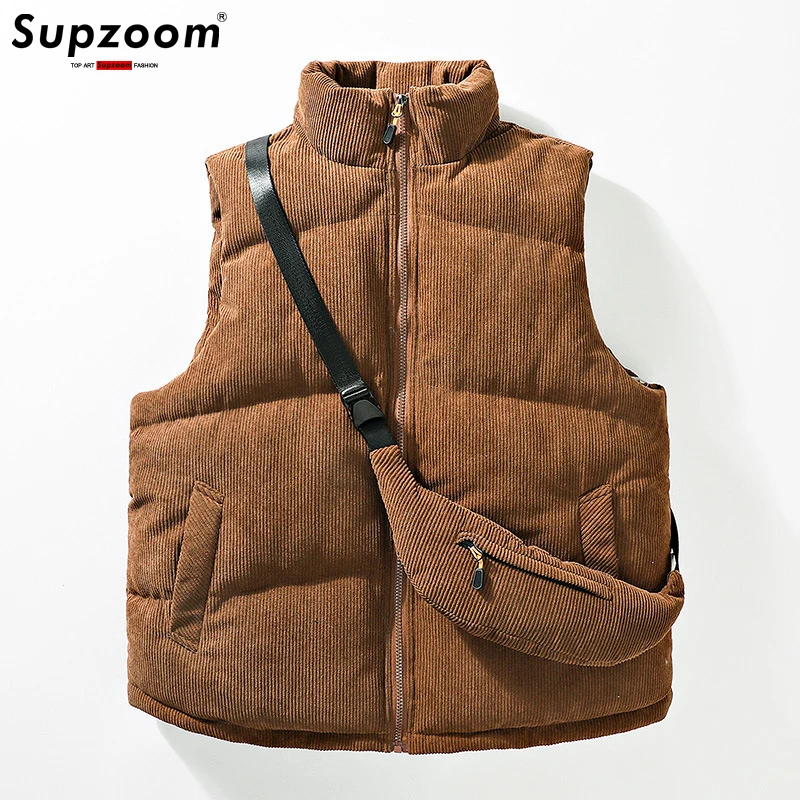 Supzoom Top Fashion New Arrival Cotton Autumn And Winter Solid Color Collar Corduroy Backpack Fashionable Warm Thickened Vest