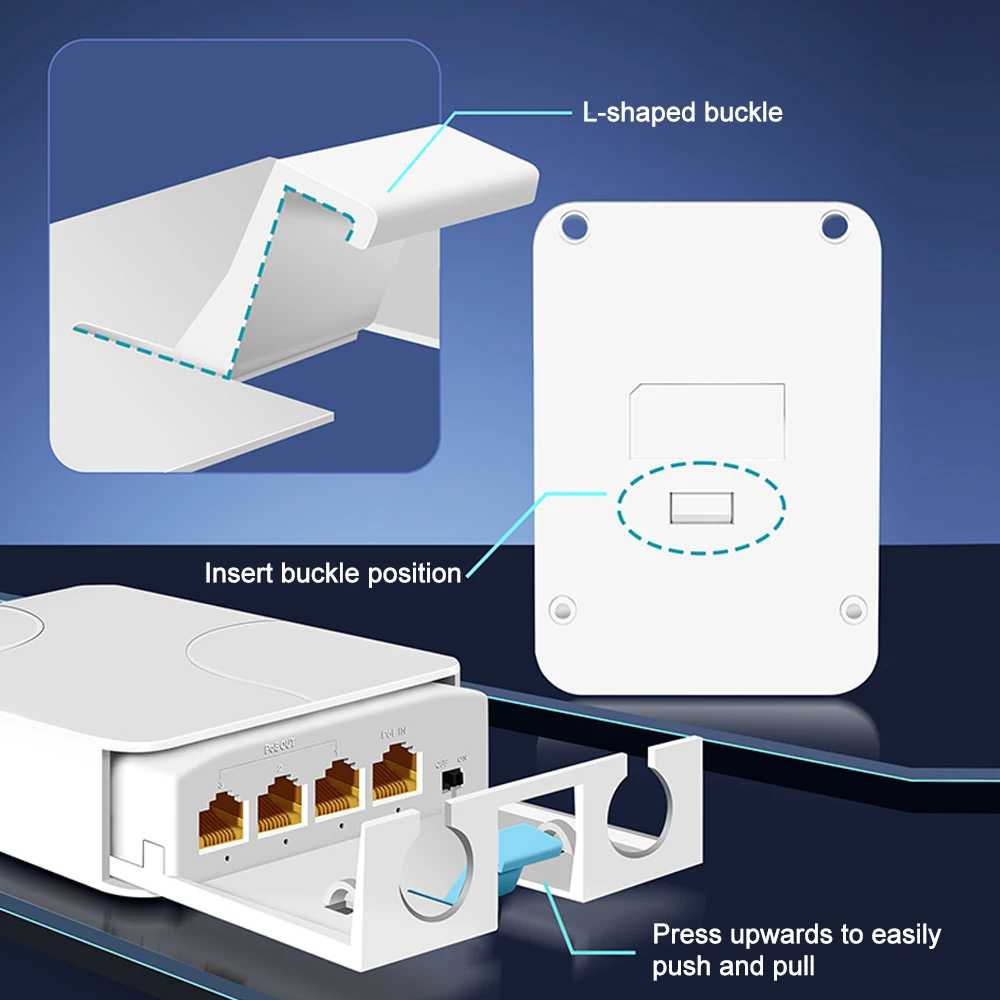 

4 Port POE Extender 100M/1000M Network POE Repeater Outdoor Rainproof Network Switch IP55 VLAN 44-57V for POE Camera Wierless AP