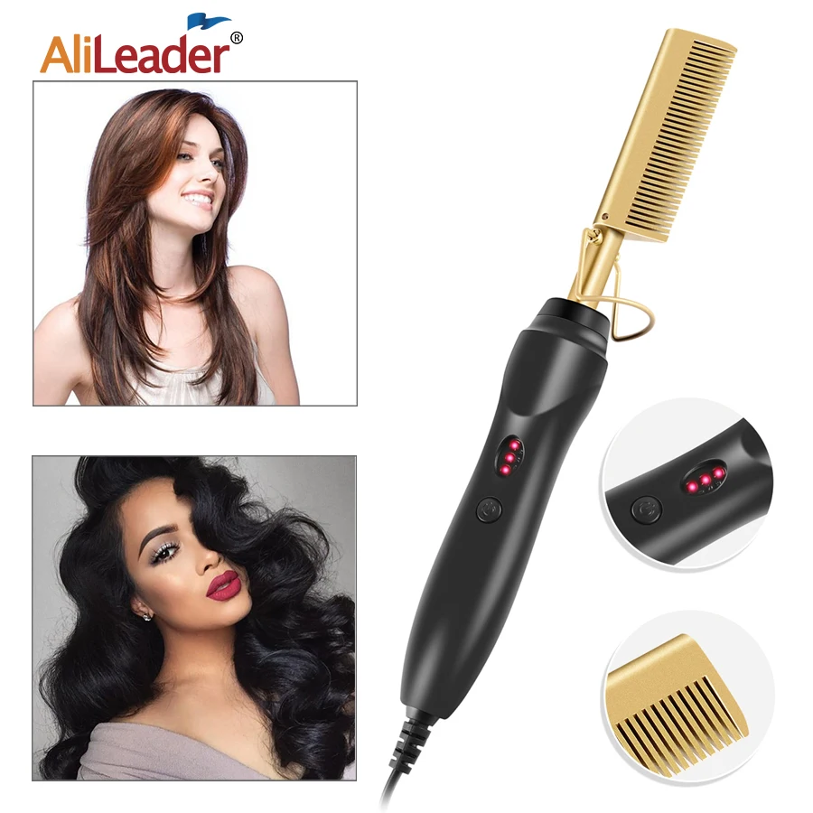 

Hair Straightener Electric Hot Comb With Ceramic Heater Surface Fast Heating Adjustable Temperature For Curly, Frizzy Hair Beard
