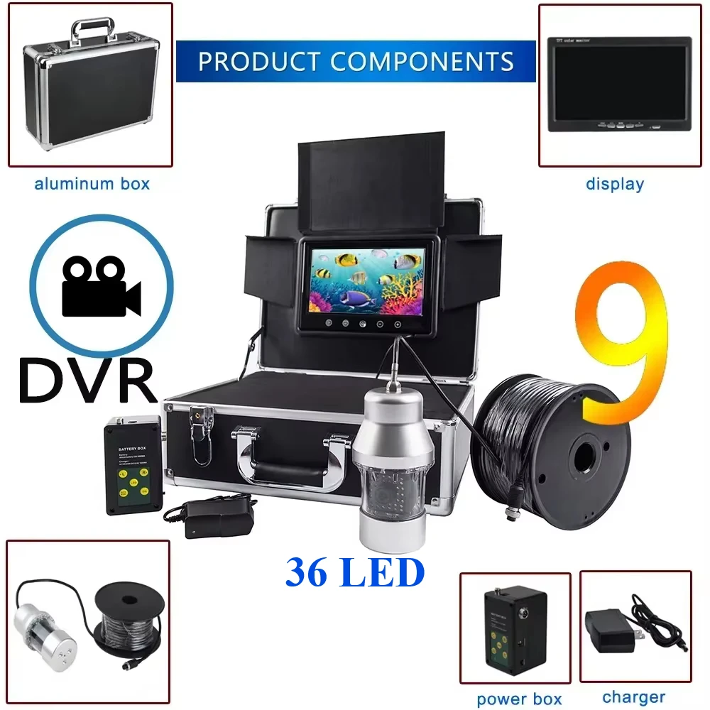 

20/50/100M 360 Panning Underwater Camera Fish Finder Under HD 1000TVL Night Vision Water Fishing Camera 36LED Ice Fishing Camera