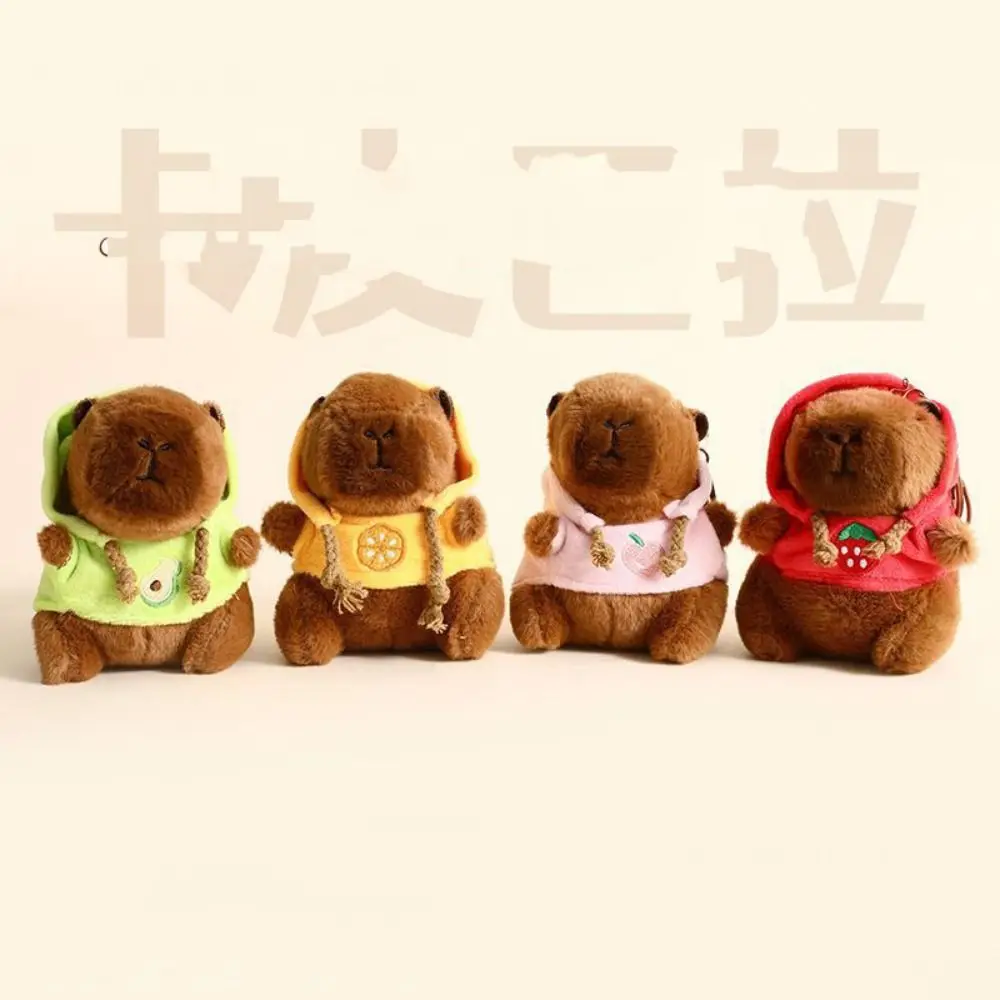 Plush Hoodie Capybara Plush Pendant Fruit Ornaments Capybara Plush Keychain Soft Cartoon Animals Capybara Plush Keyring