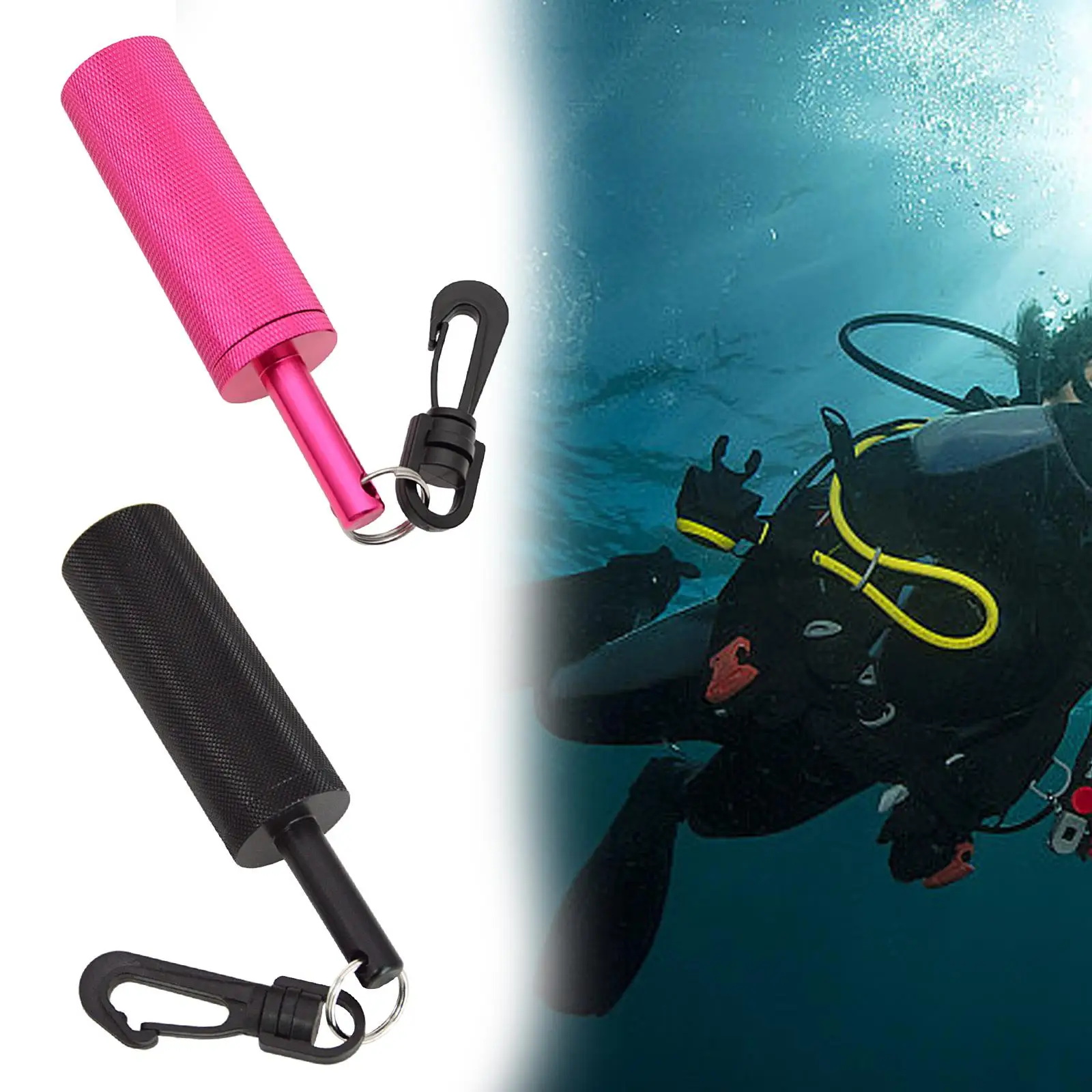 Bâton de hochet de plongée sous-marine antidérapant avec clip, cloche de plongée, pointeur de plongée, alliage d'aluminium, sports aquatiques, question