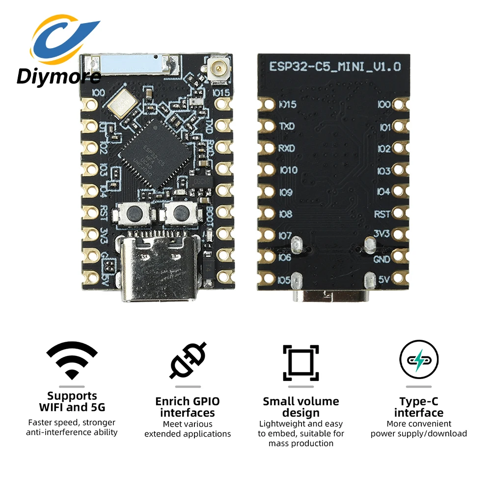 ESP32-C5-N4 Wi-Fi Bluetooth Development Board Dual-Band 2.4GHz + 5GHzExternal Antenna for Smart Home Industrial IoT Applications