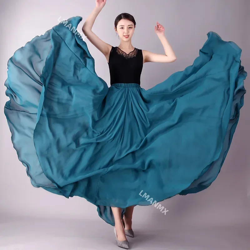 Dance Costume Women 720 Degree Chiffon Skirt Ballet Gypsy Dancer Practice Wear Assorted Long Dance Skirt Women Party Dresses