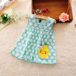 Toddler Cute Baby Cotton Linen Dot Striped Patchwork Tees Dress Fashion Minimalist Round Neck Sleeveless Tank Top Daily Skirt