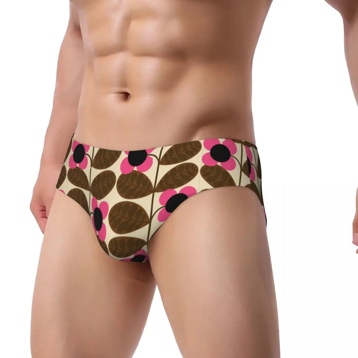 Custom Men's Orla Kiely Flower Scandinavian Geometric Style Panties Underwear Male Stretch Briefs Underpants