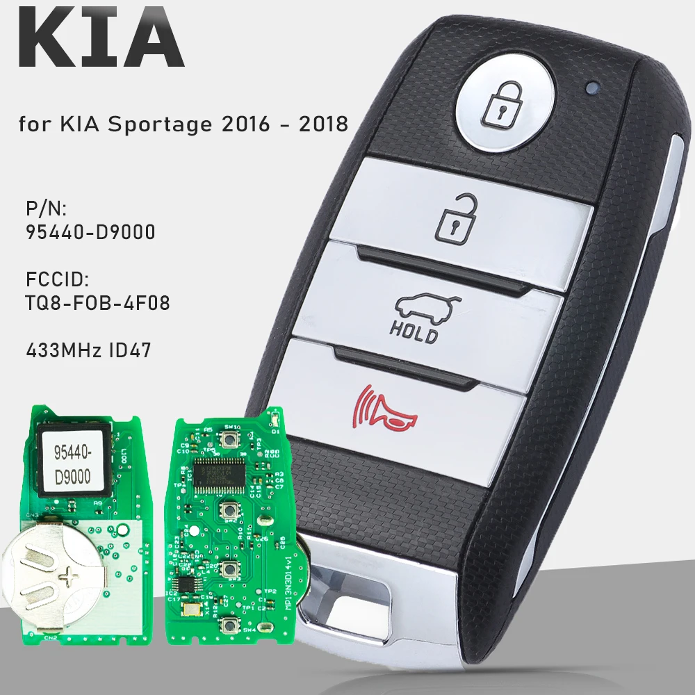 KEYECU P/N: 95440-D9000 TQ8-FOB-4F08 FSK 433.92MHz ID47 Keyless-GO Smart Remote Key Fob for Kia Sportage 2016 2017 2018