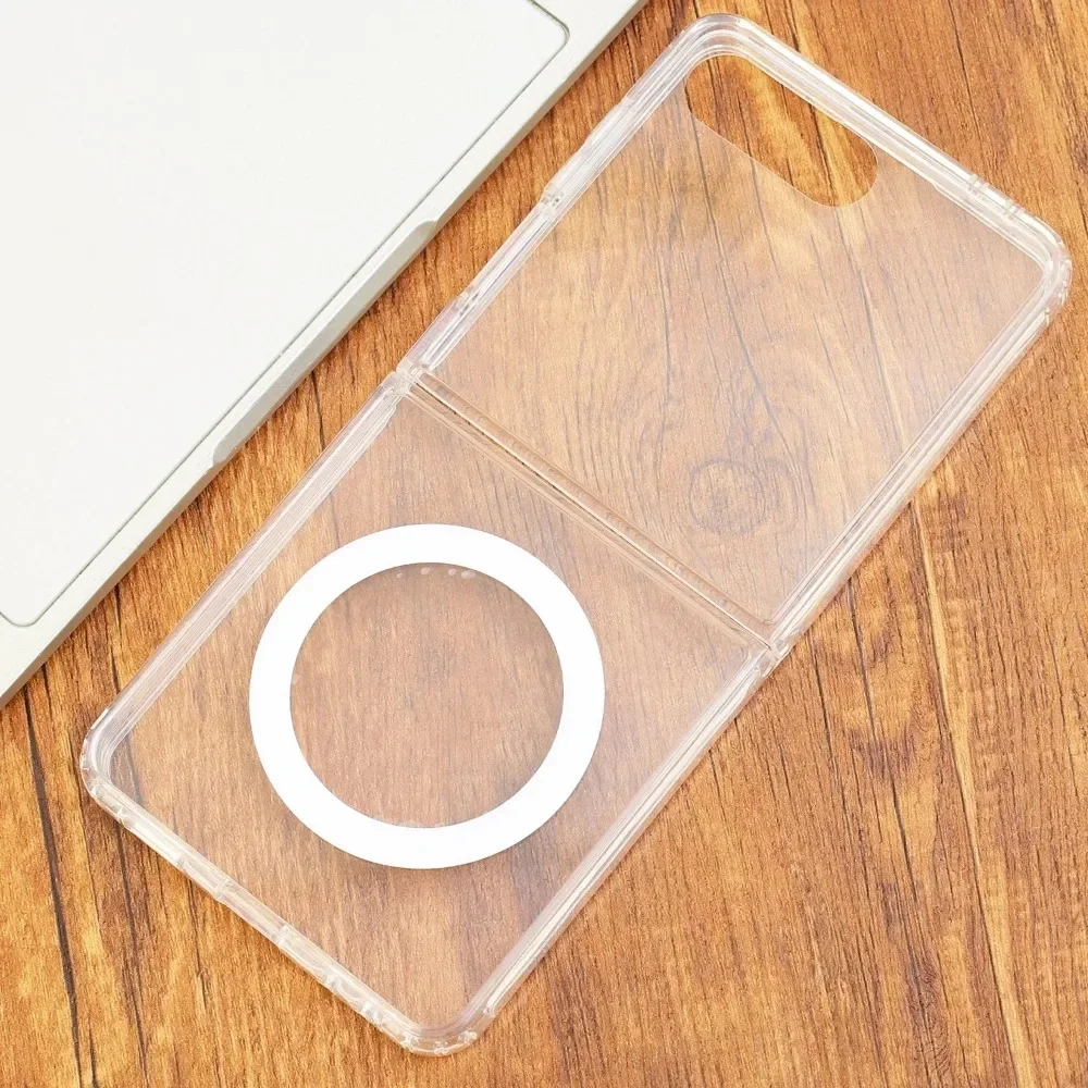 For Samsung Galaxy Z Flip 7 5G Clear Magnetic Case Flip7 Transparent Outer Screen Protective Wireless Charging Cover For Magsafe