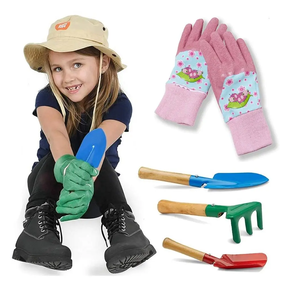 Pink Red Work Gloves Tool Multi-purpose Thicken Kids Gardening Glove Antiskid Weeding Digging Planting Protective Mittens Kids