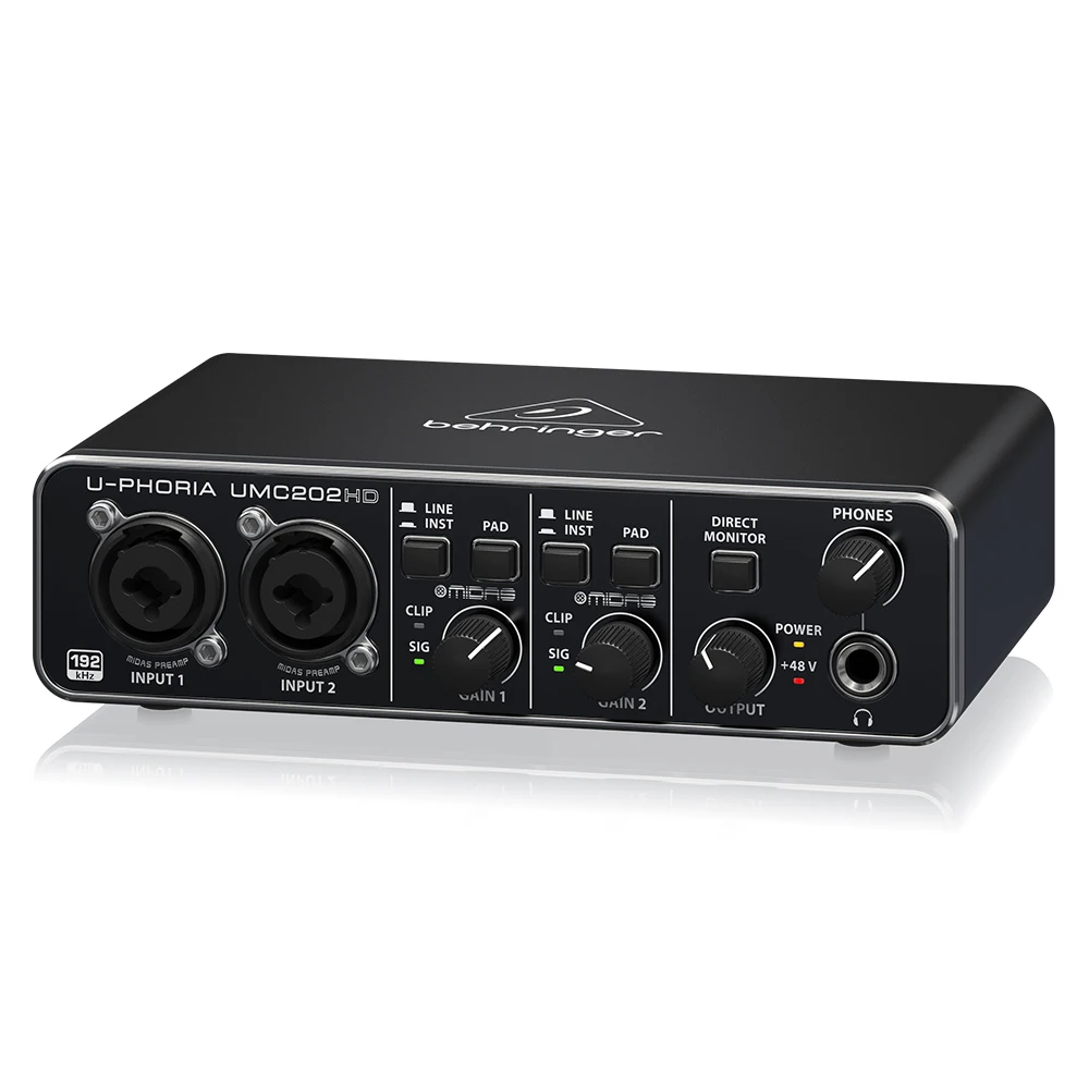 

UMC202HD Sound Card 2-In/2-Out USB 2.0 Audio Interface With 2 Midas Mic Preamps Pa System Sound Equipment
