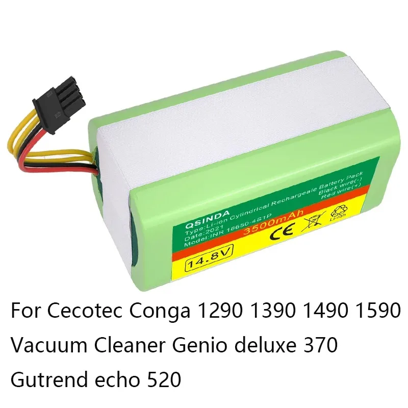 

High capacity 14.8v 3.5Ah Li-Ion Battery for Cecotec Conga 1290 1390 1490 1590 Vacuum Cleaner Genio deluxe 370 gutrend echo 520