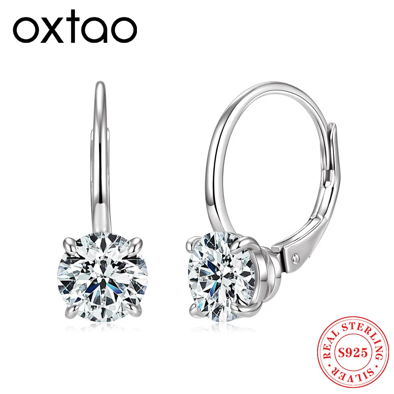 

Серьги-гвоздики OXTAO D VVS1 с муассанитом и бриллиантами, из стерлингового серебра 925 пробы, для женщин, висячие серьги-клипсы, очаровательные ювелирные украшения