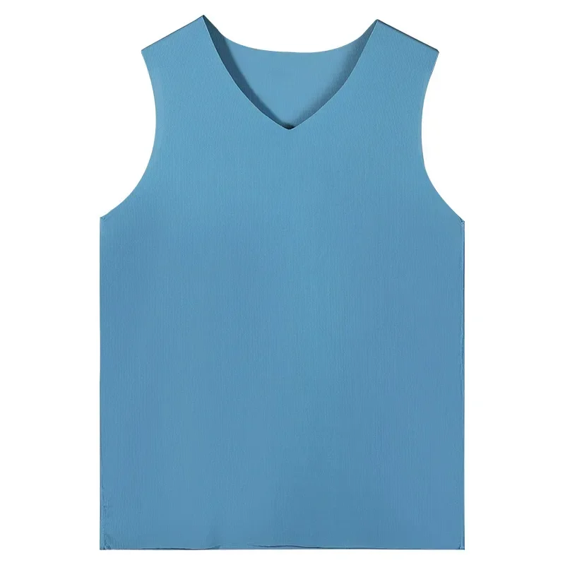 

2PCS Ice Silk Traceless vest for men, a thin summer style, with a solid-color sports waistcoat as the base and a quick-drying fi